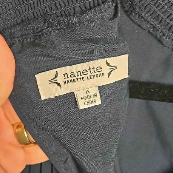 Nanette Lepore Navy Blue Sleeveless Jumpsuit Accordion Pleated Wide Leg Holiday - Picture 7 of 8